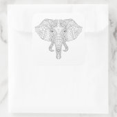 Sticker Carré Doodle de tête d'éléphant 2 (Sac)