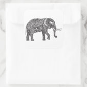 Sticker Carré Doodle d'éléphant d'Imaginaire stylisé (Sac)