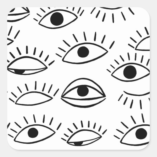 Sticker Carré Doodle eye, motif créatif sans couture. (Devant)