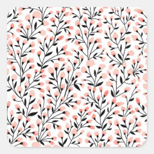 Sticker Carré Doodle Flowers : Coral Floral sans joint.