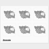 Sticker Carré Doodle inspiré (Feuille)