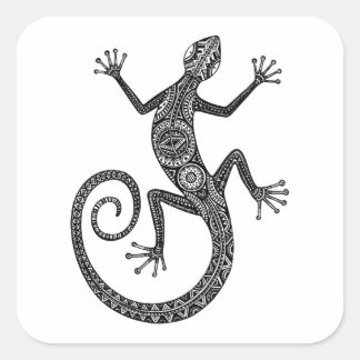 Sticker Carré Doodle Lizard Ou Salamander