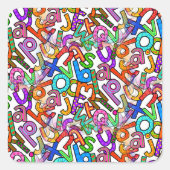 Sticker Carré Doodle Lowercase Alphabet Pattern (Devant)