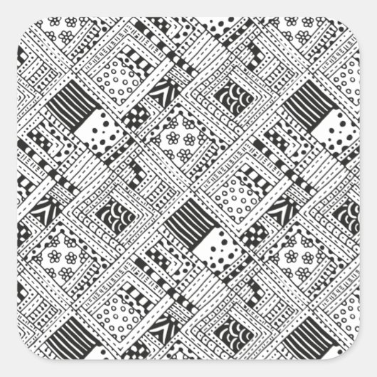 Sticker Carré Doodle Motif indien (Devant)