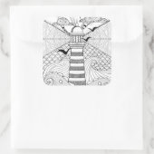 Sticker Carré Doodle phare à main levée (Sac)