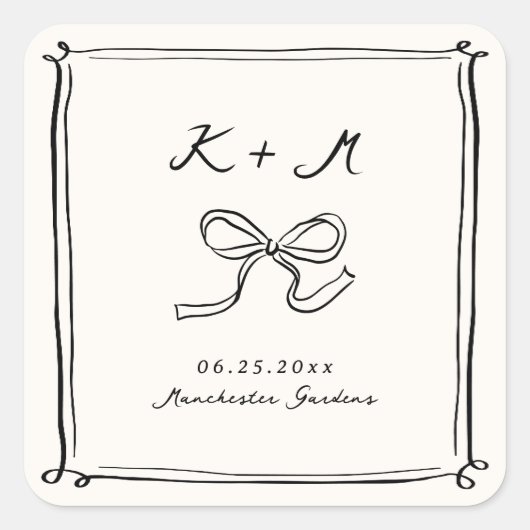 Sticker Carré Doodles Mariages dessinés à la main (Devant)