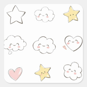 Sticker Carré Doodles mignons