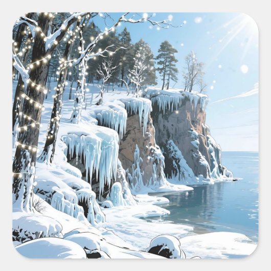 Sticker Carré Door County  Wisconsin Winter Christmas  (Devant)