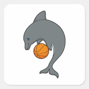 Sticker Carré Dophin comme joueur de basket-ball avec basket-bal