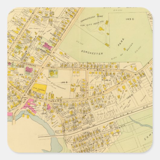 Sticker Carré Dorchester, Massachusetts 3 (Devant)