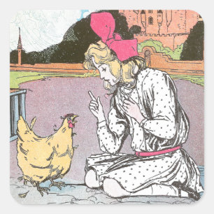 Sticker Carré Dorothy libère la poule jaune