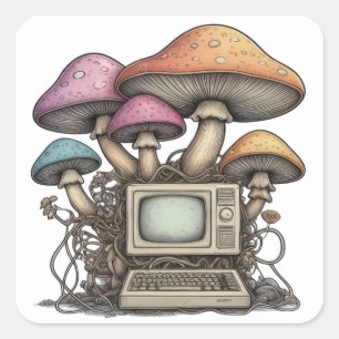 Sticker Carré DOS Champignons