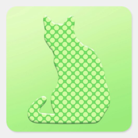 Sticker Carré Dotty Chat - teintes vert citron (Devant)