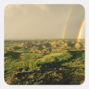 Sticker Carré Double arc-en-ciel sur Painted Canyon à Theodore