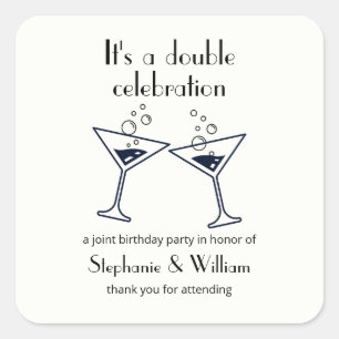 Sticker Carré Double blanche moderne célébrations Anniversaire c