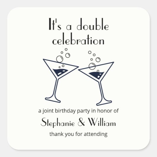 Sticker Carré Double blanche moderne célébrations Anniversaire c (Devant)