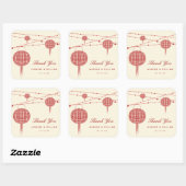 Sticker Carré Double Bonheur Red Lanterns Chic Mariage chinois (Feuille)