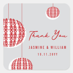 Sticker Carré Double Bonheur Red Lanterns Chic Mariage chinois