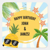 Sticker Carré Double Enfants d'été fête d'anniversaire (Devant)