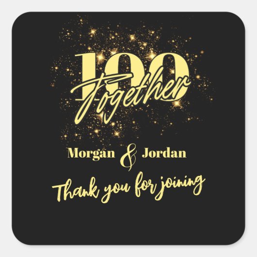 Sticker Carré Double fête d'anniversaire conjointe Deux fois plu (Devant)