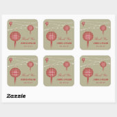 Sticker Carré Double Happiness Lanternes Mariage chinois Faveur (Feuille)