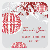 Sticker Carré Double lanternes et Mariage chinois en bambou (Devant)