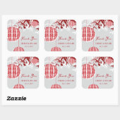 Sticker Carré Double lanternes et Mariage chinois en bambou (Feuille)