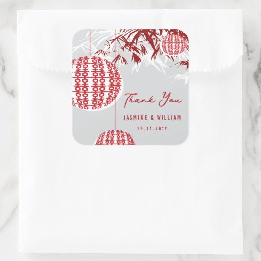 Sticker Carré Double lanternes et Mariage chinois en bambou (Sac)