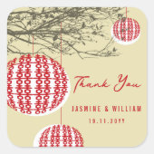 Sticker Carré Doubles Bonheurs Lanternes Rouges Sur Branches (Devant)