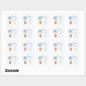 Sticker Carré Douce Attente Ours en Peluche Bleu Baby Shower (Feuille)