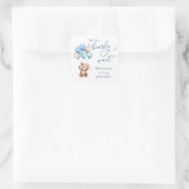 Sticker Carré Douce Attente Ours en Peluche Bleu Baby Shower (Sac)