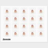 Sticker Carré Douce Crêpe aux Fruits Aquarelle Rustique Mariage (Feuille)