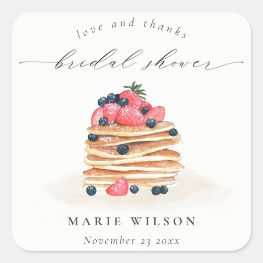 Sticker Carré Douce Crêpe Fruitée Aquarelle Rustique pour Baby S (Devant)