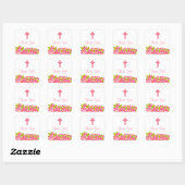 Sticker Carré Douce Croix rose Fleur Première Communion Sainte (Feuille)