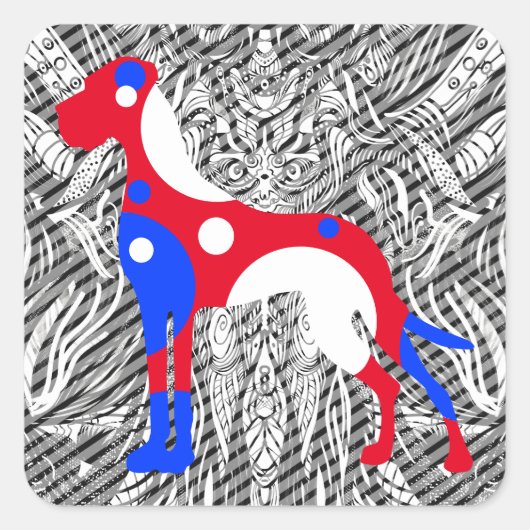 Sticker Carré Douce Dogue Allemand (Devant)