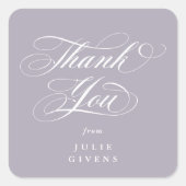 Sticker Carré Douce Élégance Violette Écriture Manuscrite Remerc (Devant)