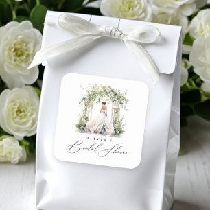 Sticker Carré Douce Fête de Mariage Florale Aquarelle