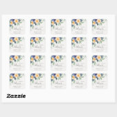 Sticker Carré Douce Mariage Champêtre Jaune Bleu Floral (Feuille)
