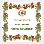 Sticker Carré Douce Mariage de Fleurs d'Automne de Baies Rouges (Devant)