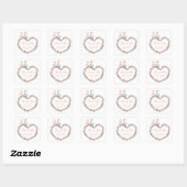 Sticker Carré Douce Mariée Élégante Peach Aquarelle Oiseaux Amou (Feuille)
