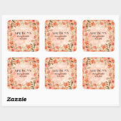 Sticker Carré Douce Mariée Fleurie Orange Aquarelle (Feuille)
