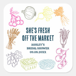 Sticker Carré Douce Mariée Fraîchement Récoltée Fête de Mariage