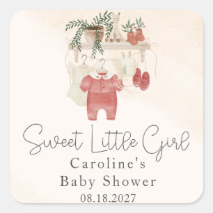 Sticker Carré Douce Petite Fille Vêtements Bohème Baby Shower