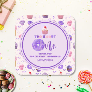 Sticker Carré Douce rose mignonne violet un Motif Anniversaire