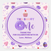 Sticker Carré Douce rose mignonne violet un Motif Anniversaire (Devant)