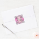 Sticker Carré Douce Seize Ans Couronne Flocon de Neige Rose 2 (Enveloppe)