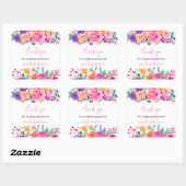 Sticker Carré Douce soirée de mariage rose vif floral aquarelle (Feuille)
