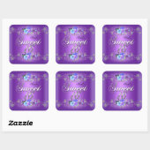 Sticker Carré Douces 16 Douces Seize Fleurs Blanches Violettes (Feuille)