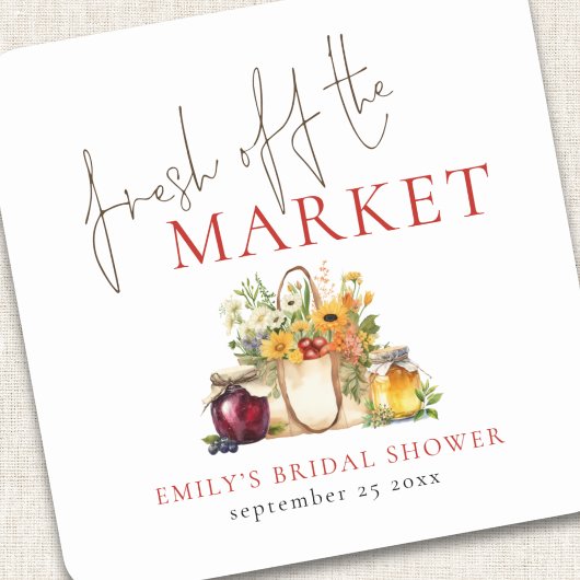 Sticker Carré Douceur de mariage aquarelle Fresh Off The Market