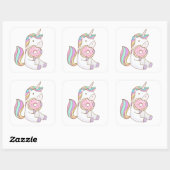 Sticker Carré Doughnut d'Unicorne (Feuille)